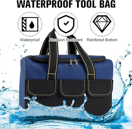 Miniatura 3 de Sanwuta Paquete de 3 bolsas de herramientas para hombres impermeables, cajas de herramientas resistentes de 16 pulgadas, bolsa de boca ancha,