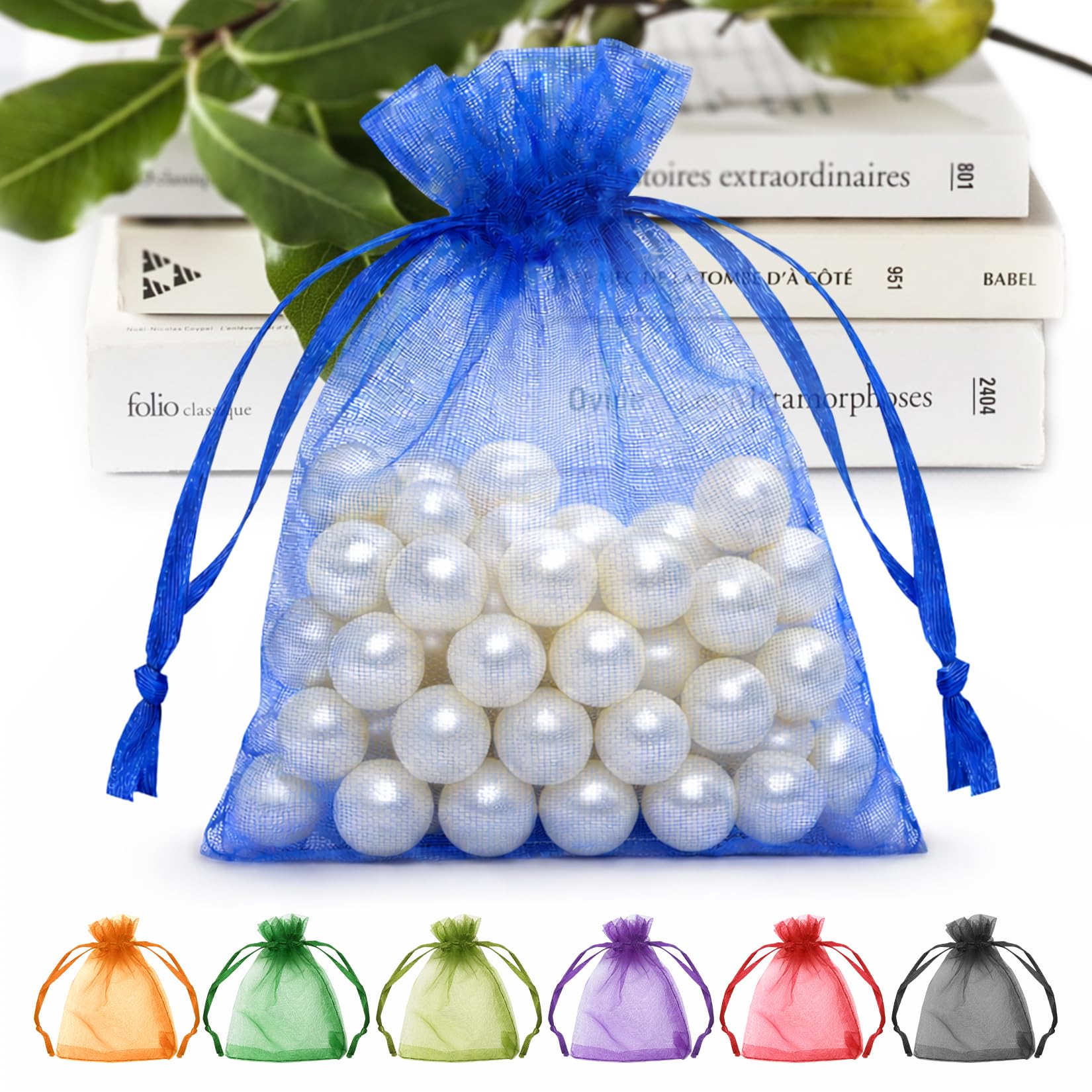 Photo 1 of ANZNKU 50 Pcs Royal Blue Organza Bags 3×4'', Small Mesh Gift Bag Drawstring