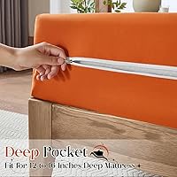 Vista 5 de SiinvdaBZX Sábana bajera ajustable con cremallera solo para cama individual, protector de colchón de microfibra ultrasuave con cremallera, funda