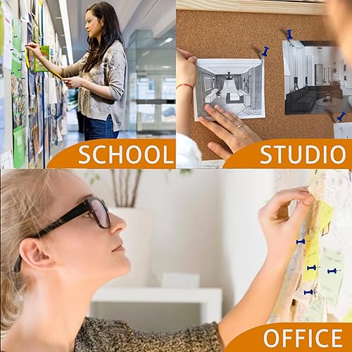 Miniatura 5 de 215 pasadores de presión para tablón de anuncios, tachuelas de pulgar para pared, tablero de corchos, mapas, calendario, fotos, proyectos de