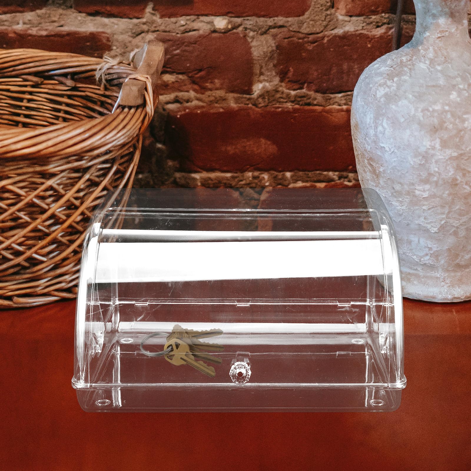 Milisten Transparente Aufbewahrungsbox mit Klappdeckel Schlüsselbehälter für Eingangsbereich Kunststoffbox für Kleinigkeiten Am Couchtisch