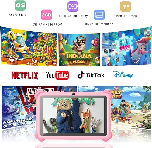 Miniatura 2 de zcobro Tableta infantil de 7 pulgadas para niños, tableta de 32 GB con funda, control parental, cámara dual, WiFi, GMS, tabletas para niños, regalo