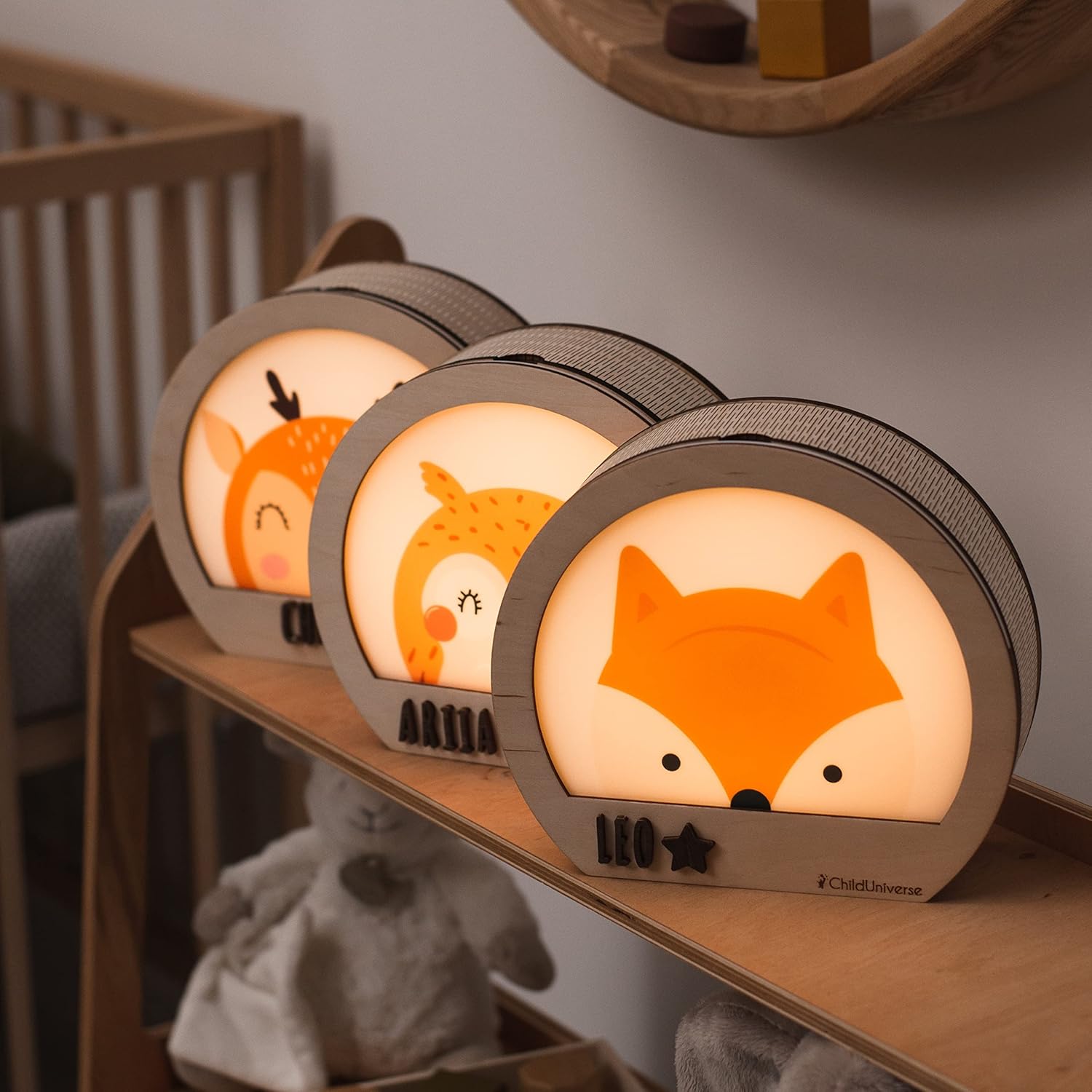 Enjoy The Wood Personalized Kid's Night Light, Baby Lamps for Nursery, Birthday Gift for Nephew Baby, Kids Gift, Baby Boy Room, Decor for Nursery (Fox)