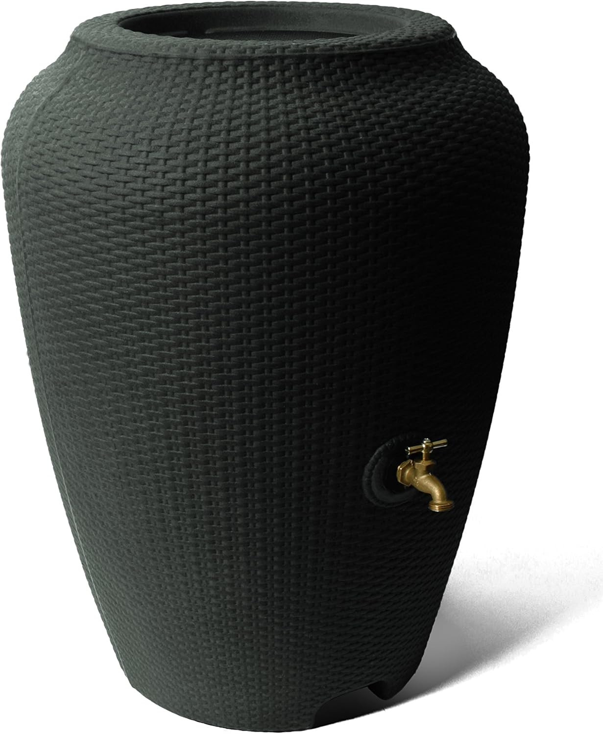 Algreen 81214 50 Gallon Wicker Rain Barrel, Black Patio