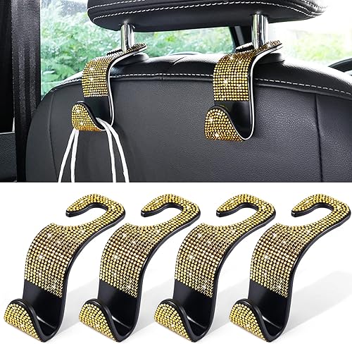 Miniatura 12 de LivTee Gancho para bolso de automóvil, gancho para reposacabezas para automóvil, paquete de 4 ganchos universales para reposacabezas de asiento de