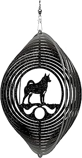 SWEN Products Norwegian Elkhound Circle Swirly Metal Wind Spinner
