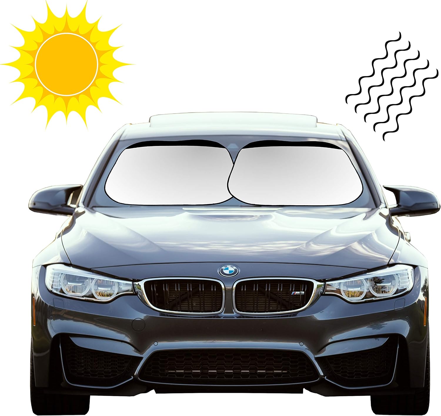 Iconikal Automobile Collapsible Sun Shade Set, Silver, 30 x 28-Inches