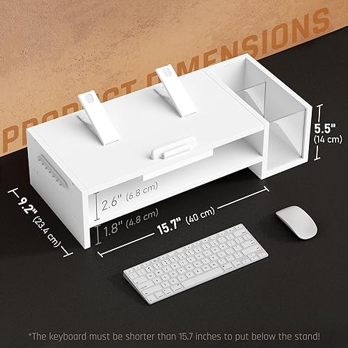 Miniatura 7 de Soporte de madera ajustable para laptop, soporte ergonómico de altura y ángulo con soporte para bolígrafo, compatible con MacBook AirPro, Dell, HP,