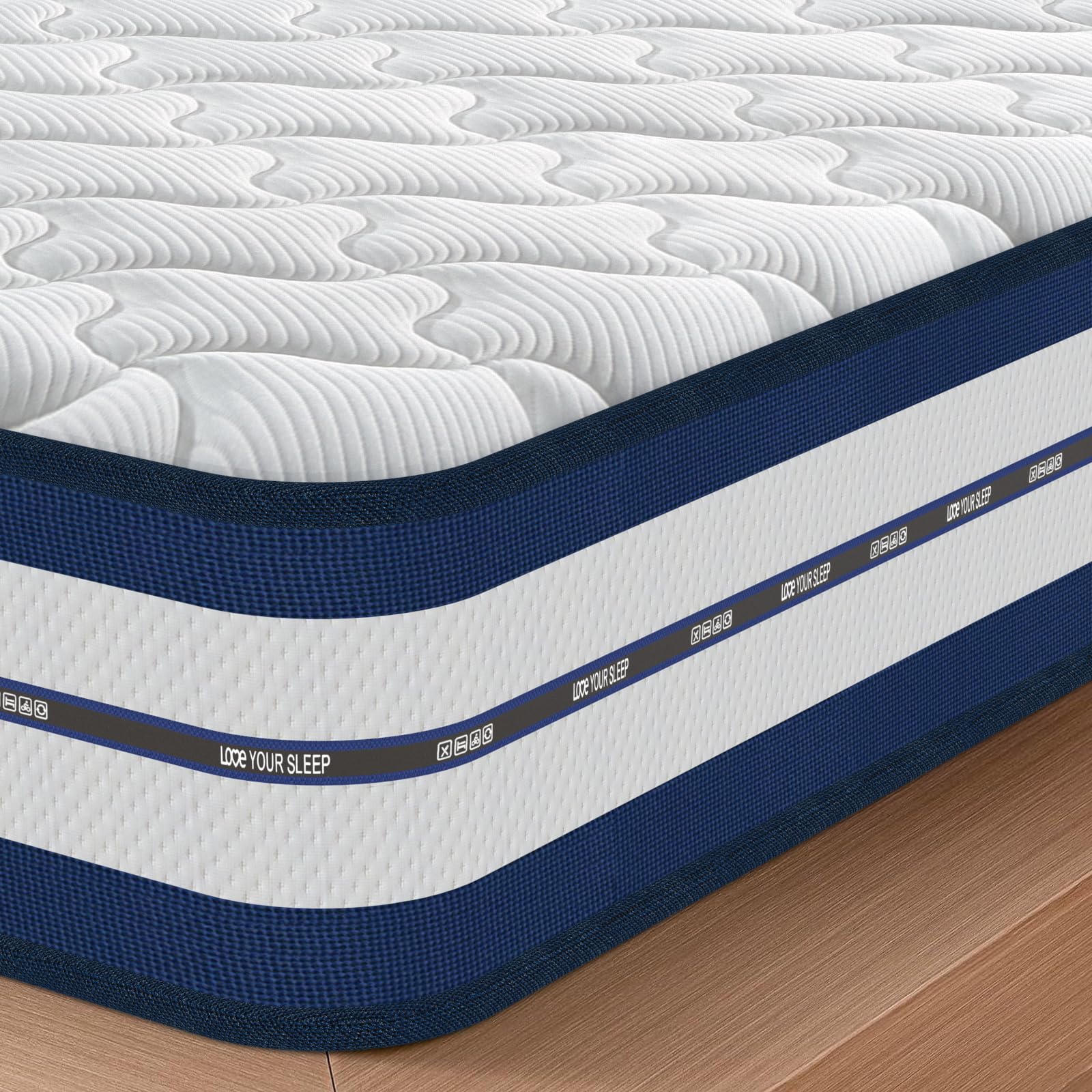 Materasso 140x200 cm, Alto 26 cm, Materasso Matrimoniale con Molle Insacchettate e Memory Foam, Durezza H3, Struttura Ortopedica a 7 Zone, Rinforzato sui Bordi, Ipoallergenico, Favorevole al Riposo