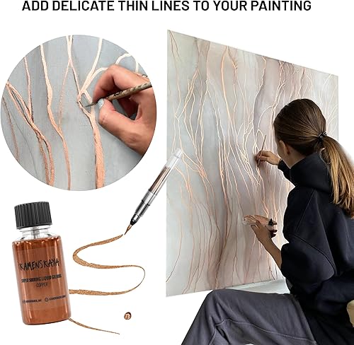 Miniatura 7 de Pintura de Hoja de Oro Líquida KAMENSKAYA - Pintura Líquida de Oro Rico de Secado Rápido a Base de Alcohol, 0.68 fl oz (20 ml)