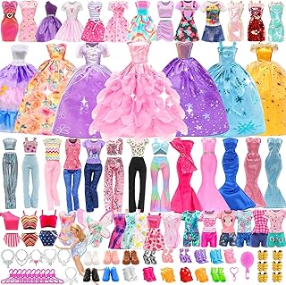 57 PCS Doll Clothes and Accessories 3 Wedding Gowns 3 Tops 3 Pants 3 Fashion Dresses 1 Evening Dresses 2 Swimsuits Bikini 6 Braces Skirt 10 Hangers 15 Shoes and 14 Accessories Toys for 11.5 inch Doll - Buy now