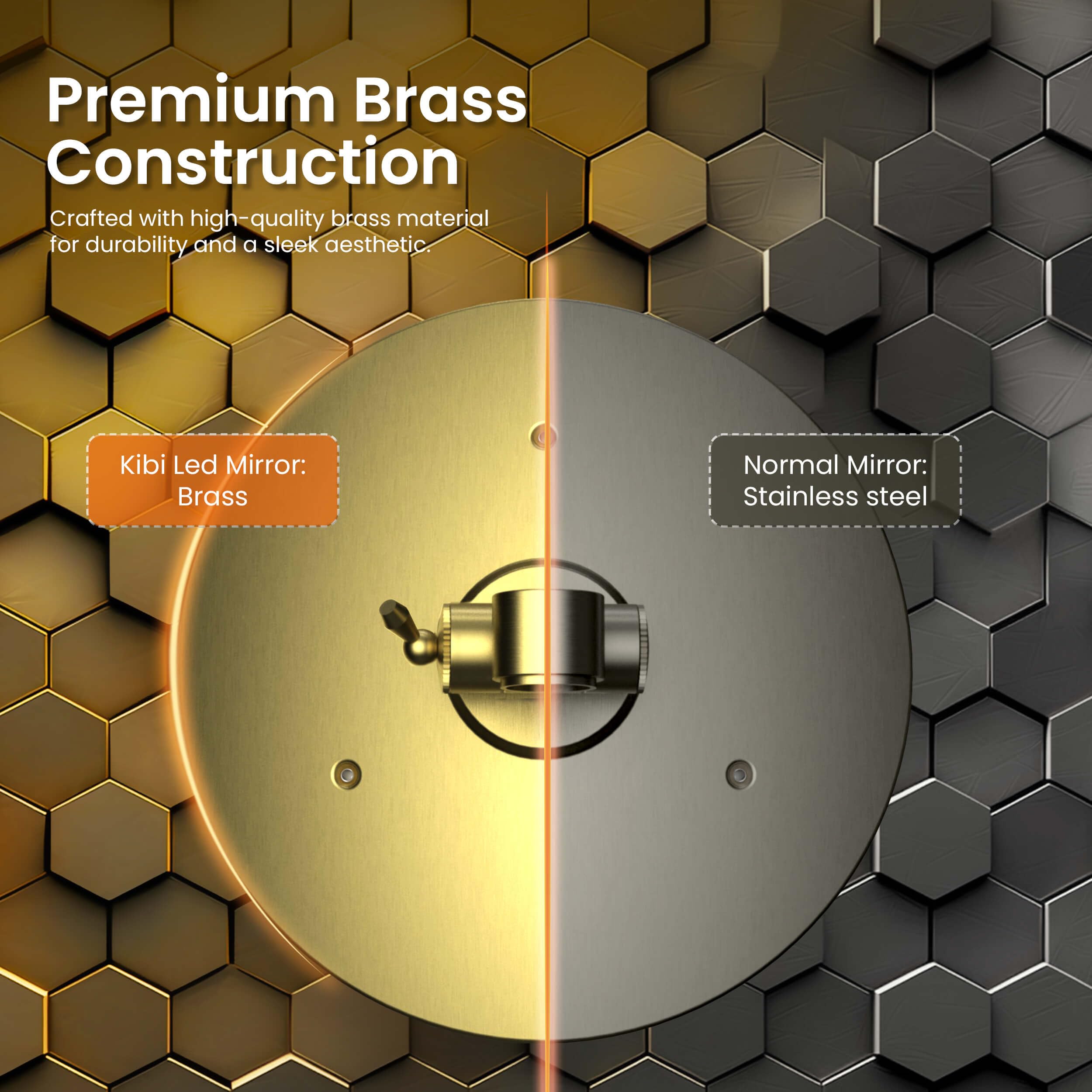 KIBI LED Wall Mount Makeup Mirror, 5X Magnification, One-Sided, Circular Lighted Mirror with Adjustable Arm | Magnifying Vanity Mirror with Light for Bathroom or Bedroom (Brushed Gold, KMM102)