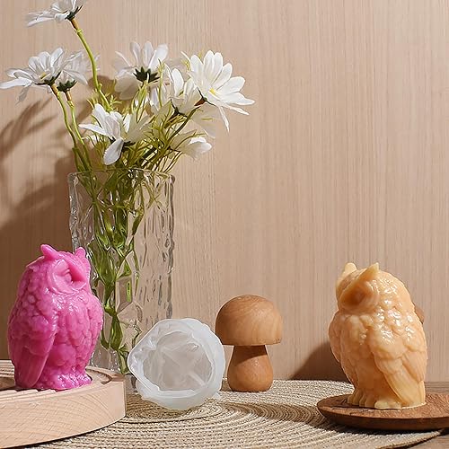 Miniatura 5 de Juego de moldes para velas de resina y silicona de animales y búhos, molde de animales 3D para decoración del hogar y fabricación de velas