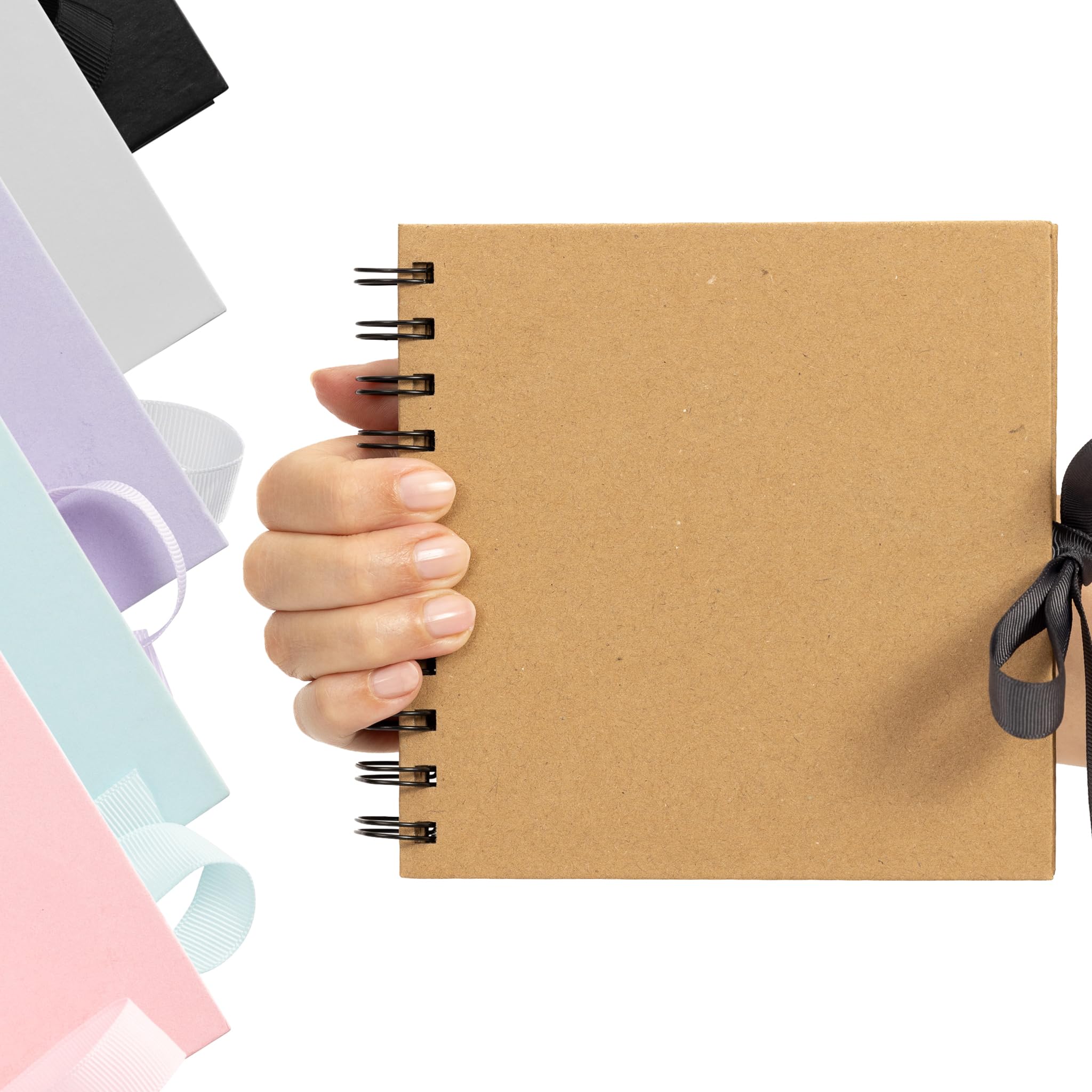 Evelay Kraft Scrapbook Photo Album Spiral Bound For Wedding Couple Travel Memory Book With 50 Pages - Small, 6 X 6" (Kraft)