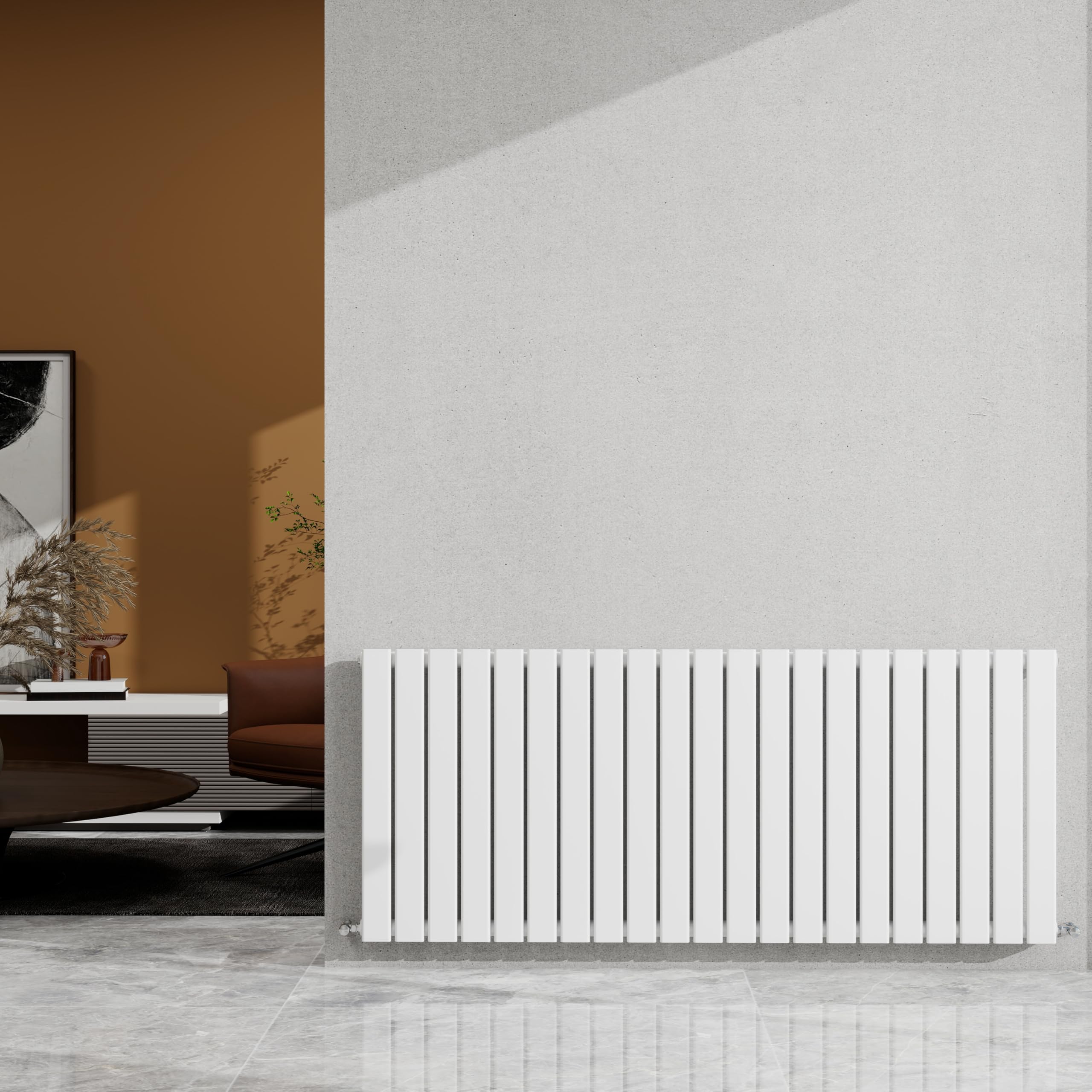 SKY Bathroom 600×1428mm White Horizontal Designer Radiator Single Panel Modern Central Heating Flat Panel Rad 3702 BTU