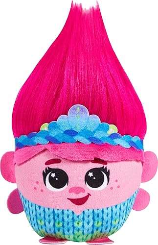 Mattel DreamWorks Trolls Band Together Hairmony Mixers Queen Poppy - Juguete de peluche con sonido, muñeca suave de 6 pulgadas inspirada en la
