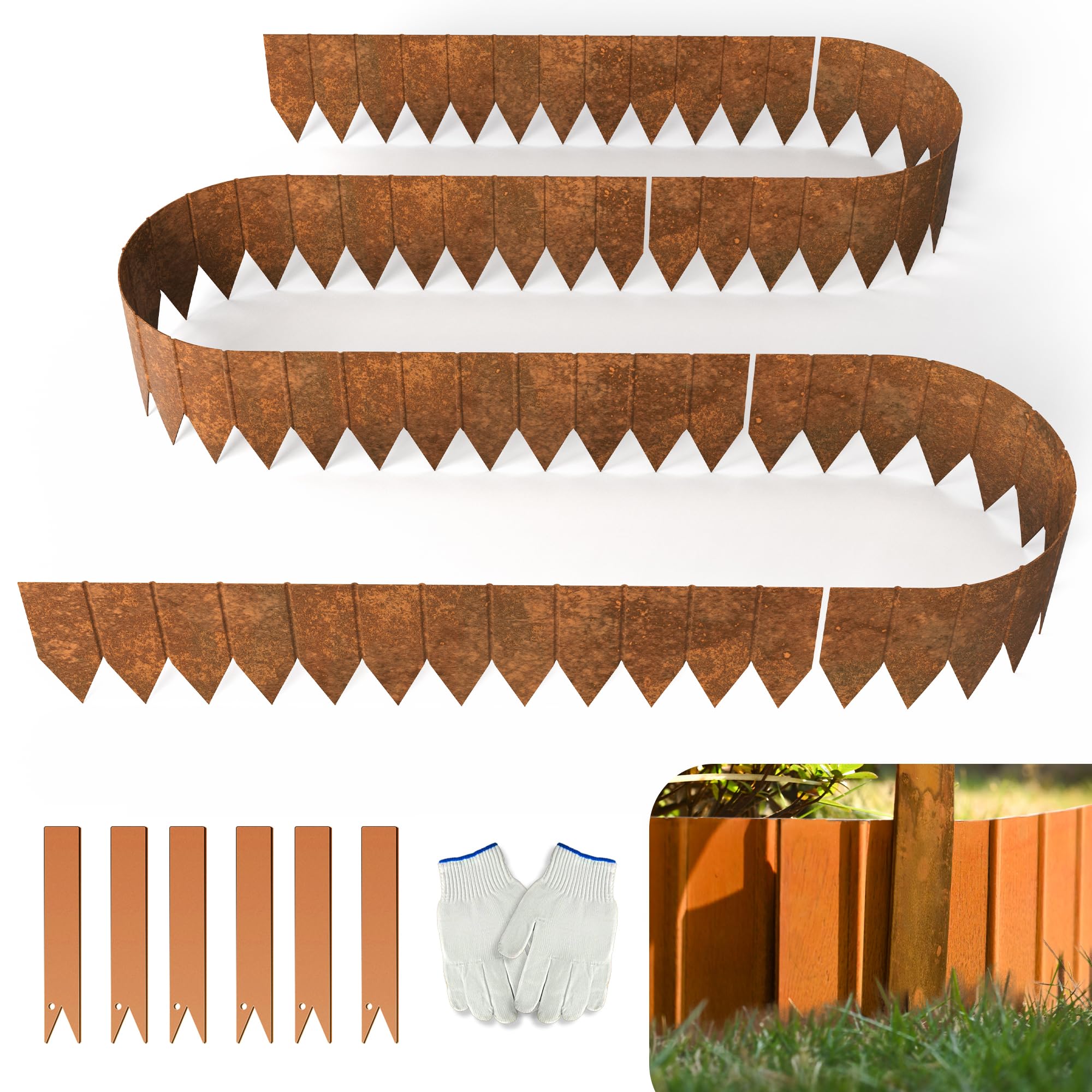 6 Pack 5.5 H x 40 L Garden Metal Landscape Edging Border