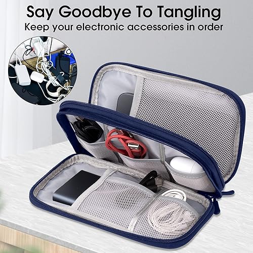 Miniatura 5 de Arae Organizador electrónico, organizador de cables de viaje, bolsa impermeable portátil de doble capa, funda de almacenamiento de accesorios