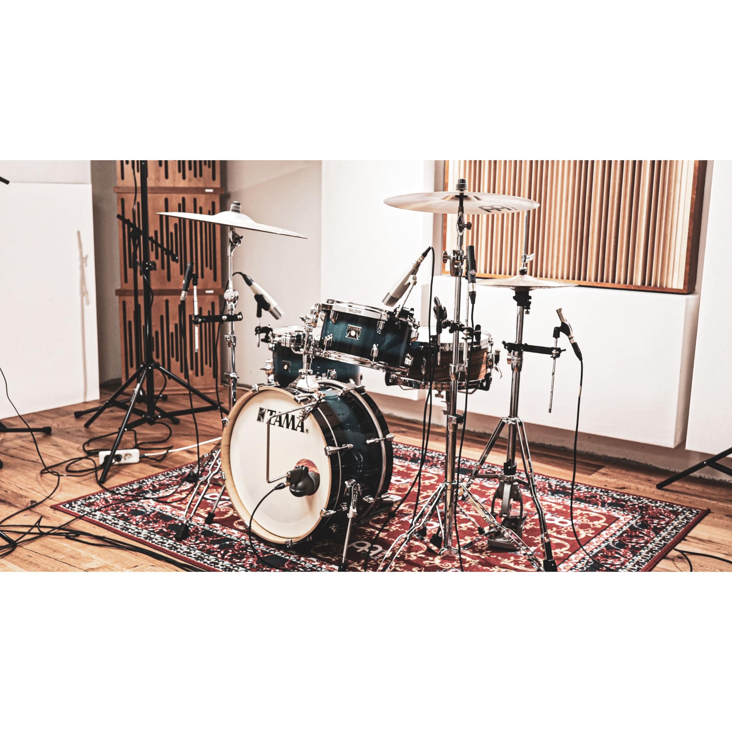 Meinl Percussion MPMCS - Set di supporti per microfono per vasca con morsetti multipli, aste corte e controdado