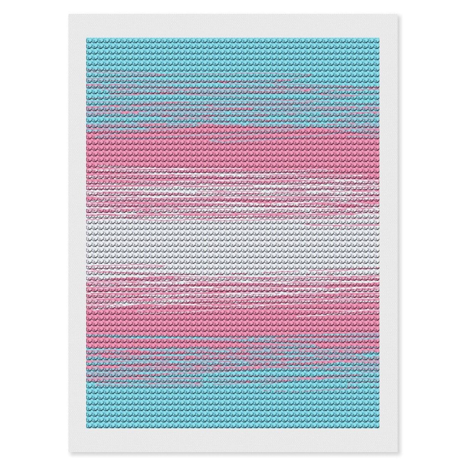 Nclqvjxzkhw Style Transgender Flag Diamond Art Painting For Adult Round Diamonds Pictures Arts Crafts Home Wall Decor 12"X16"