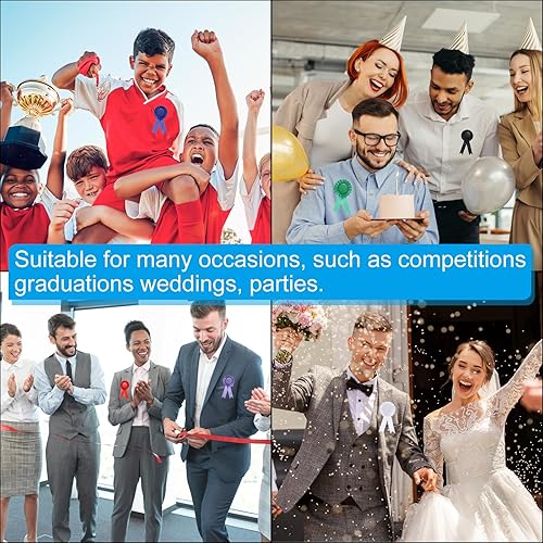 Miniatura 5 de PATIKIL Cinta de premio en blanco, 6 unidades, cinta de roseta de reconocimiento de premio honorable para bricolaje, fiesta, boda, competencia,