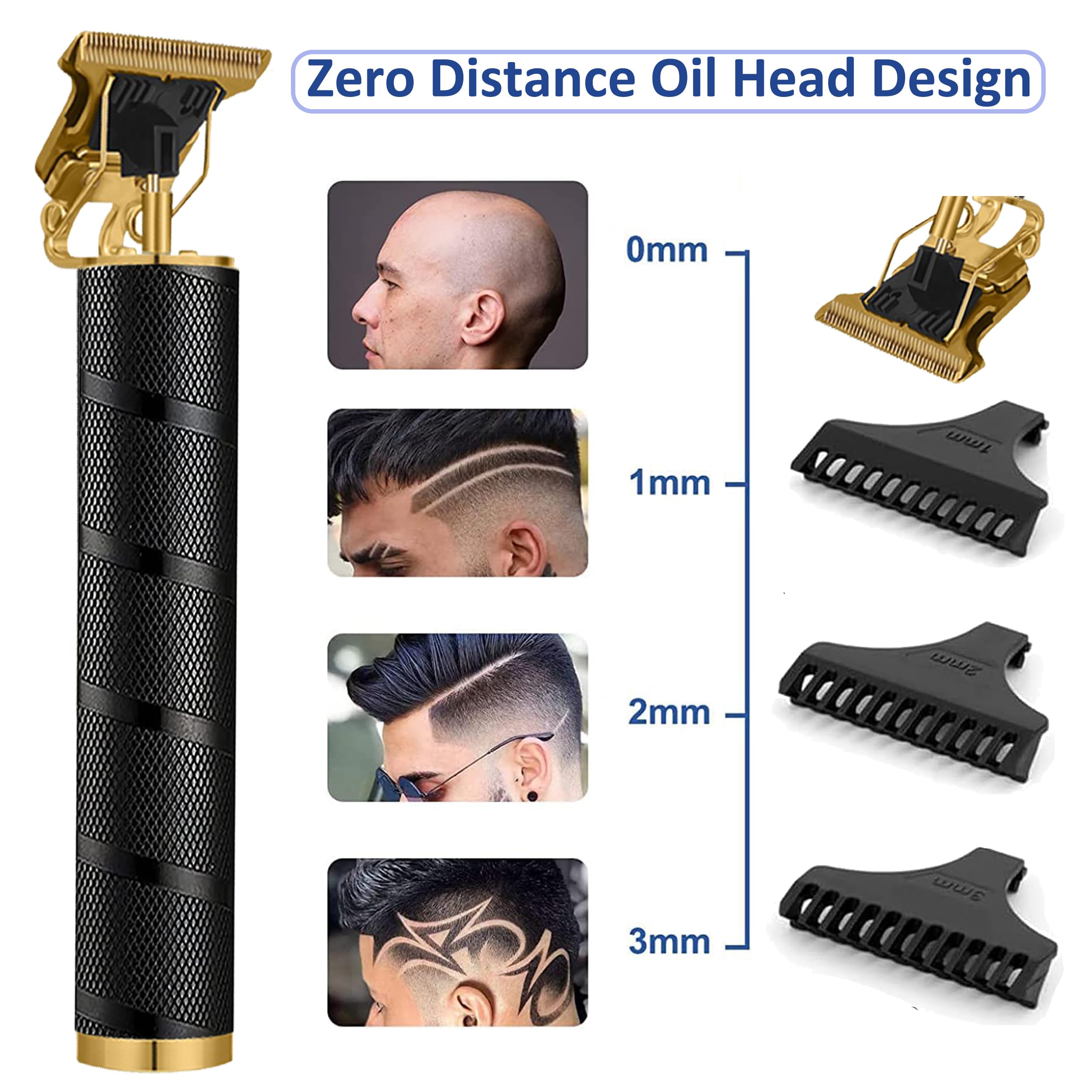 Cortadora de pelo profesional inalámbrica para hombres: kit de aseo multifuncional con cuchilla en T de precisión, batería de 1200 mAh y 4 peines ajustables | Ideal para el hogar, viajes y 7