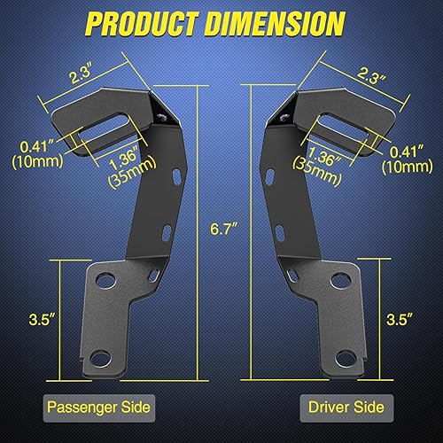 Vista 110 de Nilight Soporte de luz de zanja, bisagras de capó, kit de soporte de montaje para luz LED auxiliar todoterreno para luz de trabajo en Toyota 4Runner