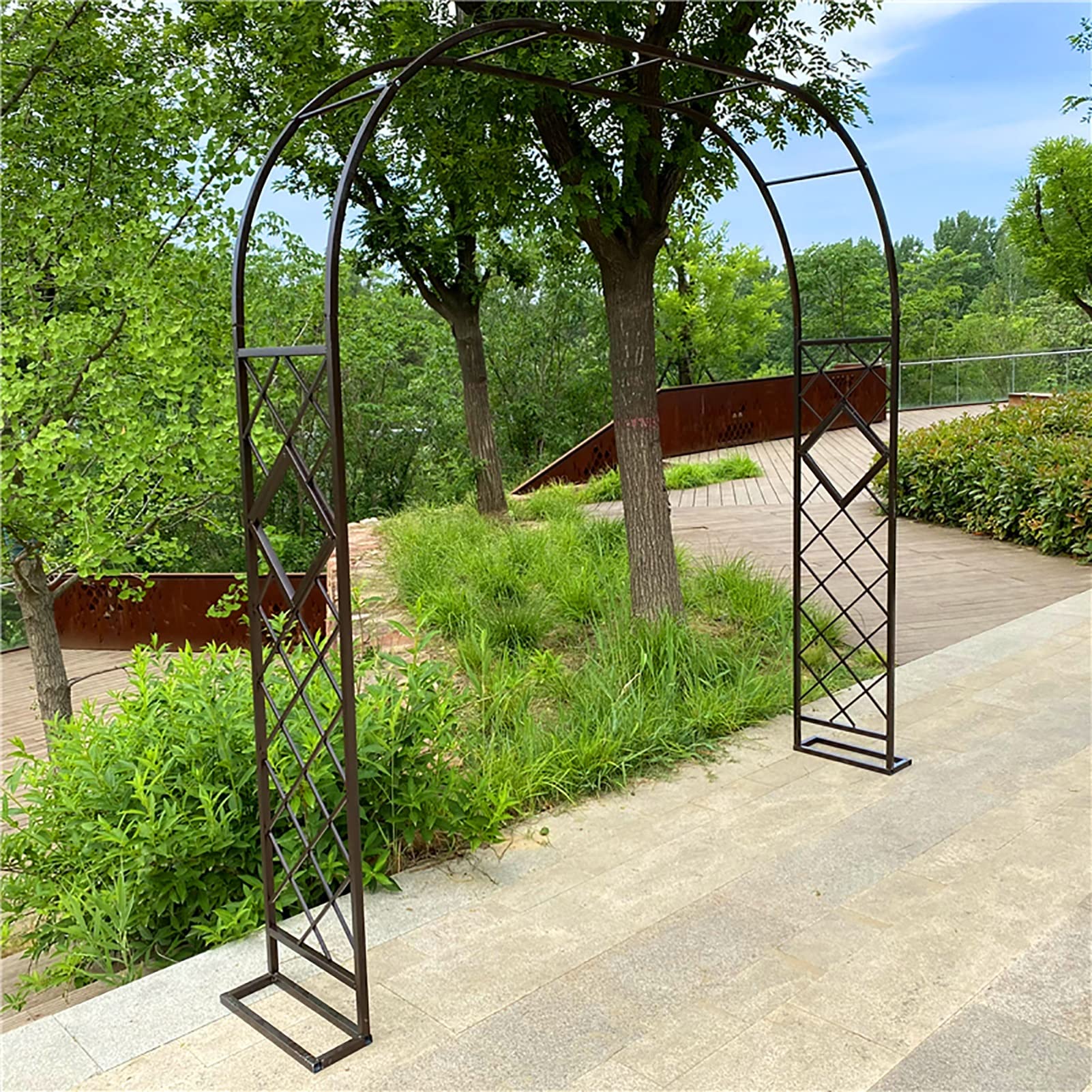 Arco da giardino per piante rampicanti, griglia in ferro battuto, arco per rose, pergolato decorativo da giardino, facile da installare, per esterni, prato, terrazza, matrimoni e serate romantiche