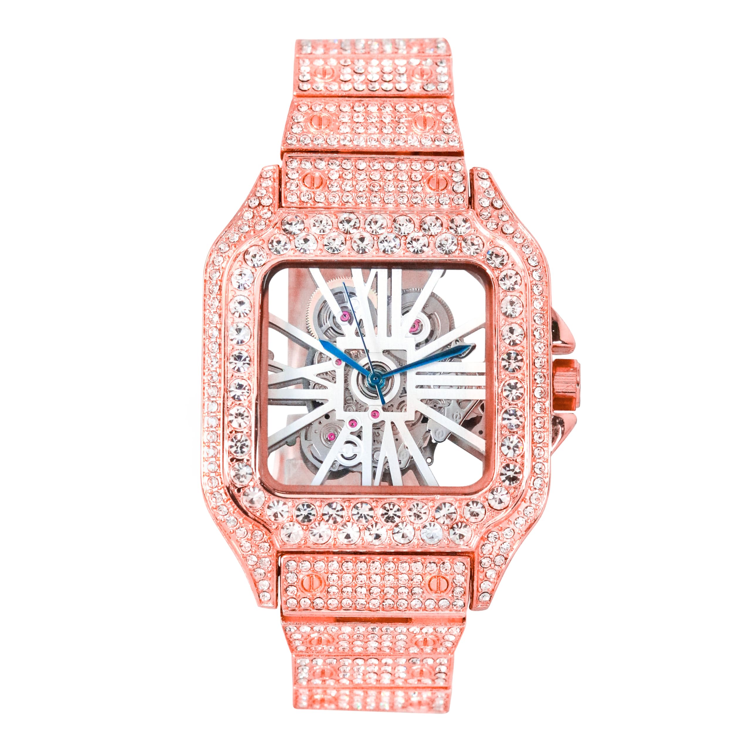 Techno Pave Reloj Cuadrado de Diamante para Hombre de 45 mm