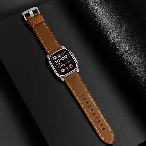 Miniatura 5 de UUPWPOKT Correa de cuero compatible con Apple Watch Ultra 321 Band de 1.929 in, 1.811 in, 1.772 in, 1.732 in, 1.654 in, correa de cuero genuino para