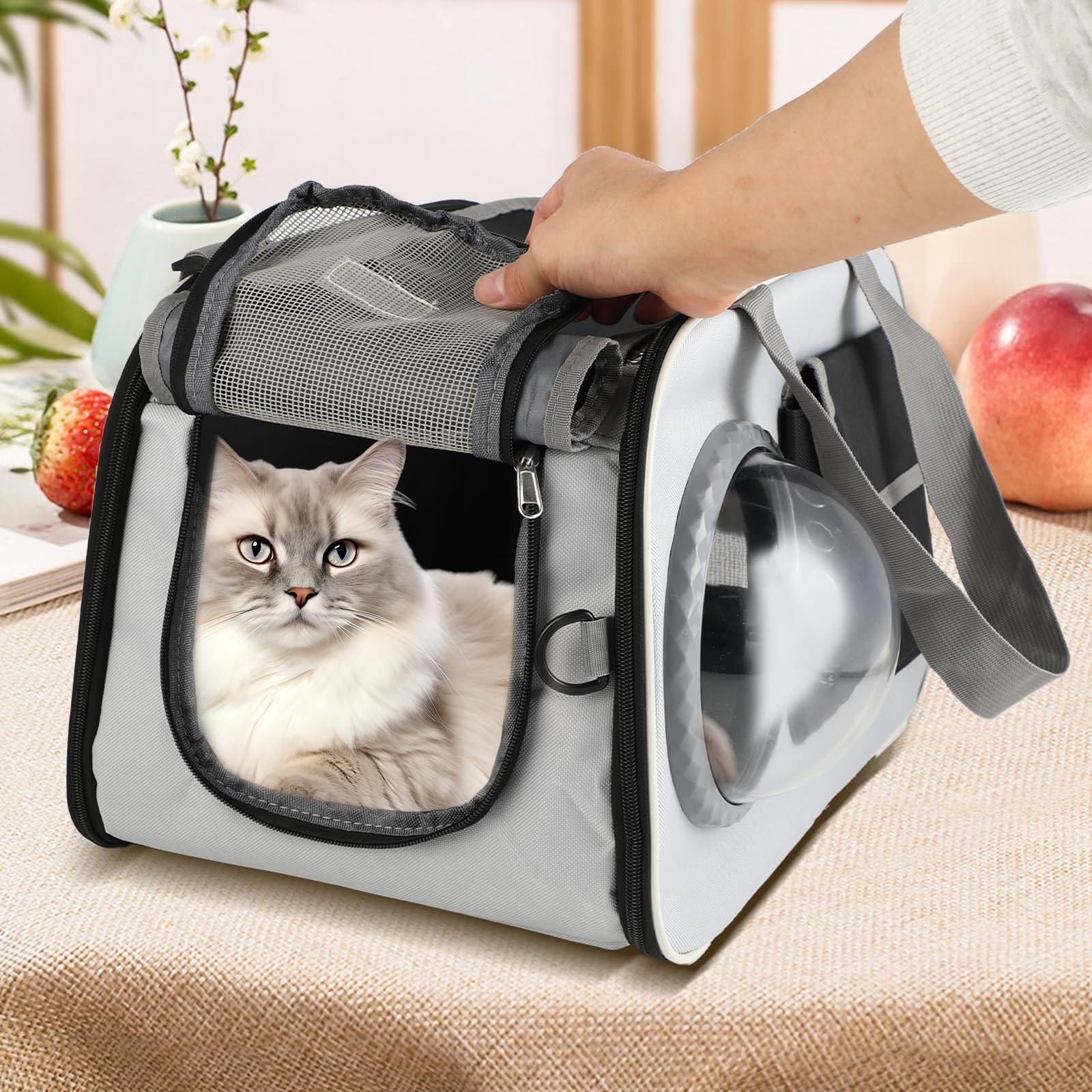 Borsa Trasportino per Cane-Gatto 45x26x28cm - Zaino Morbido-Traspirante per Viaggio in Aereo-Auto - Trasportino Ripiegabile per Animali Domestici Piccoli