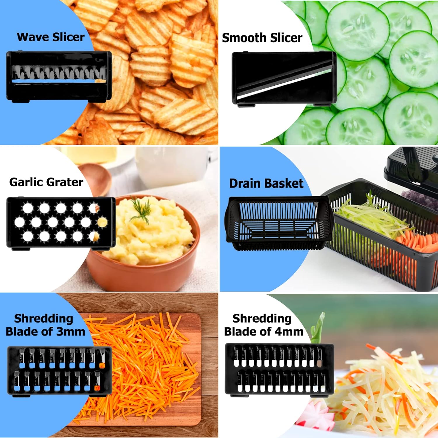Vegetable Chopper and Cutter - 13 in 1 Veggie Dicer With Container, Onion, Salad, Food Chopper - Black