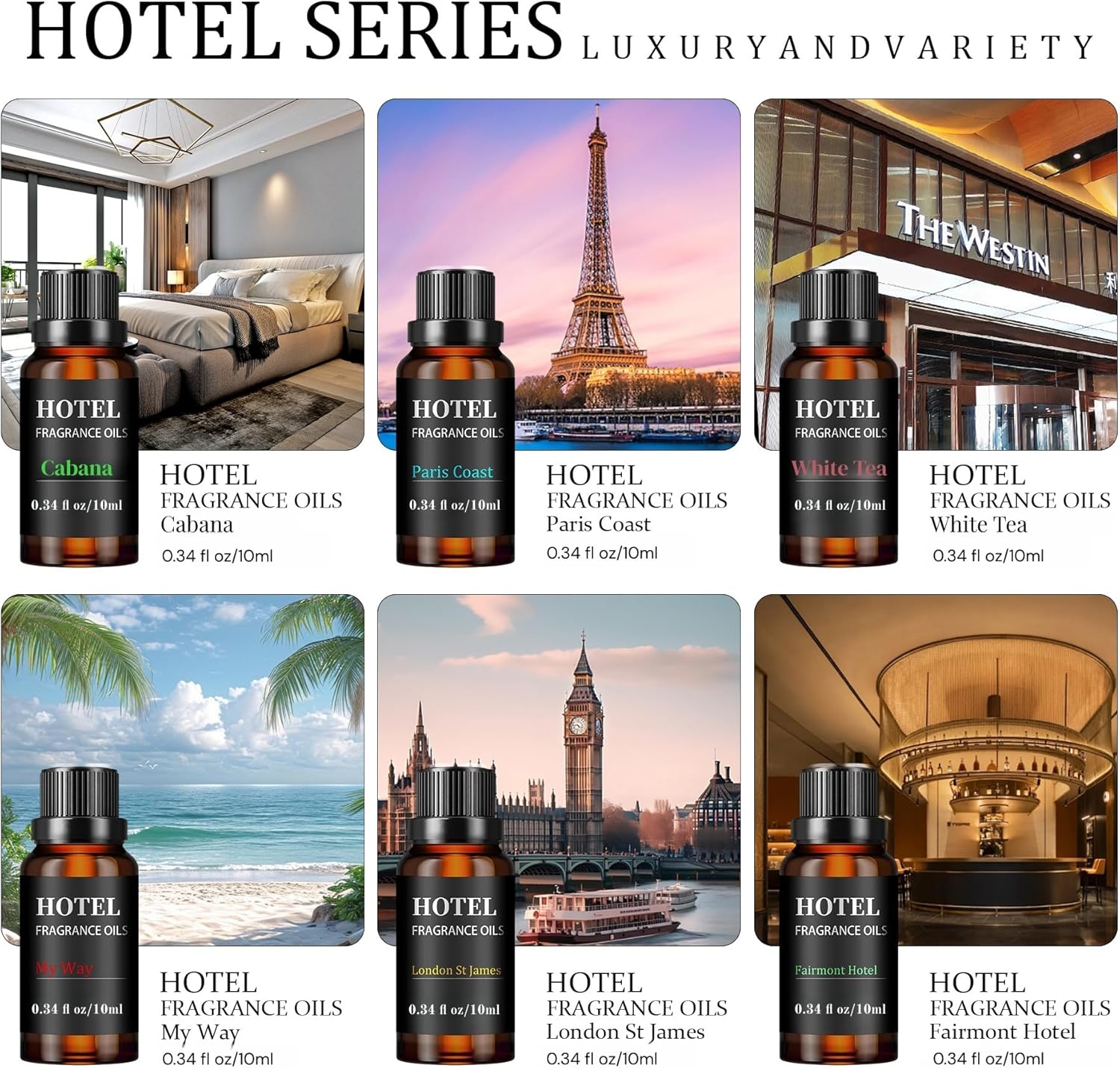 Hotel Collection Luxury Scent for Diffuser Oils Set Inspired by The My Way 、Westin White Tea、Ritz Carlton Hotel Scent - Image 2