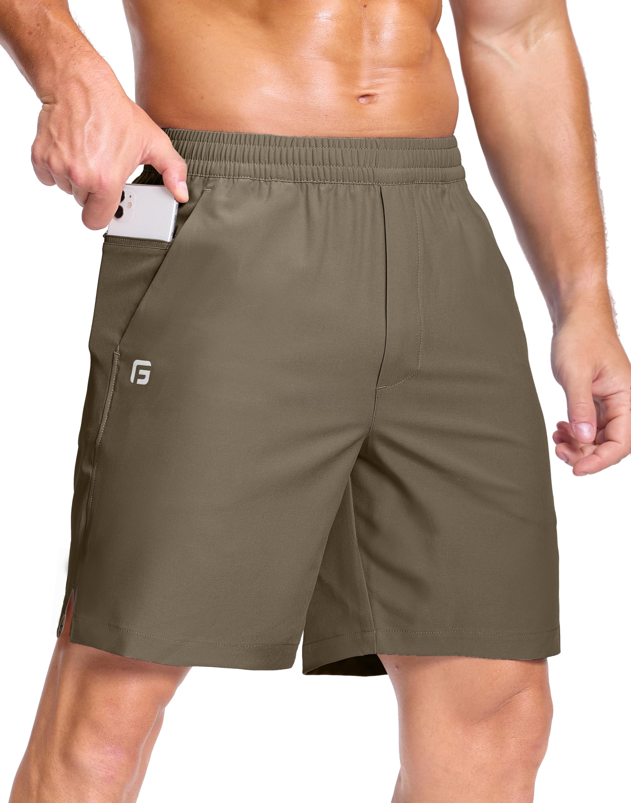 GGJ Men's Lightweight Athletic Shorts with 2 Zipper Pockets 7"/9"/5" Gym Workout Running Quick Dry Tennis Shorts for Men