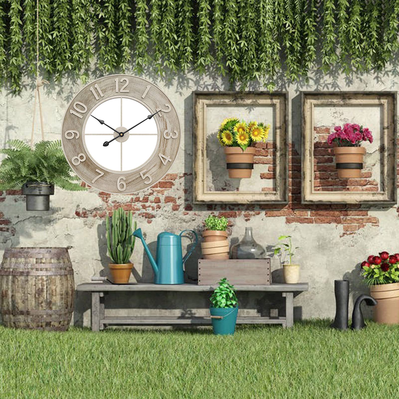Orologio da parete da giardino impermeabile 60 cm ferro battuto vintage