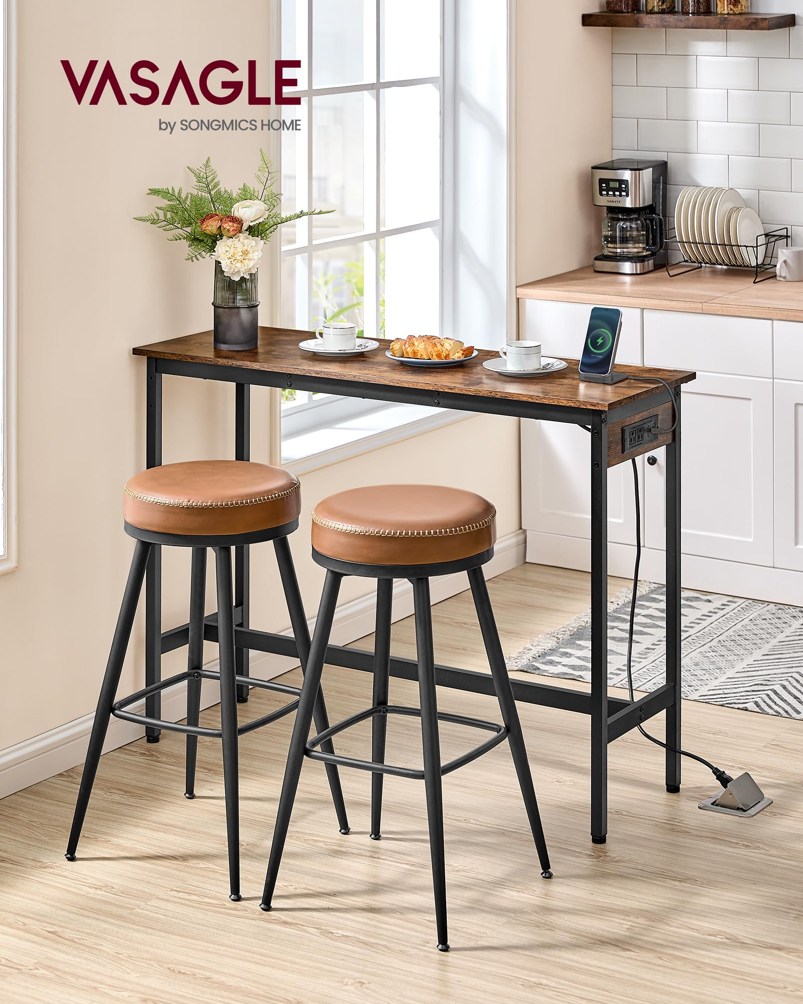 Amazon.com: VASAGLE Bar Table, Narrow Long Kitchen Dining Table