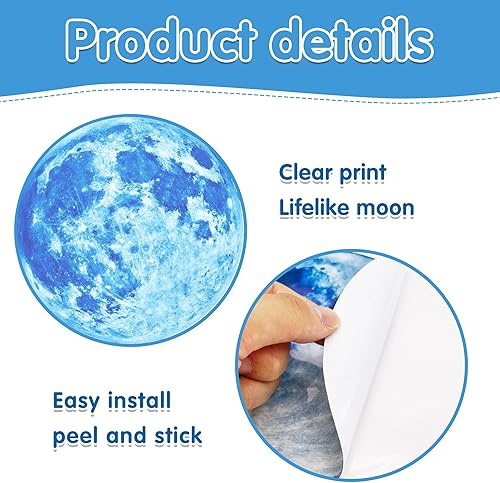 Miniatura 3 de Calcomanías de pared que brillan en la oscuridad, estrellas que brillan en la oscuridad, luna que brillan en la oscuridad, estrellas brillantes,