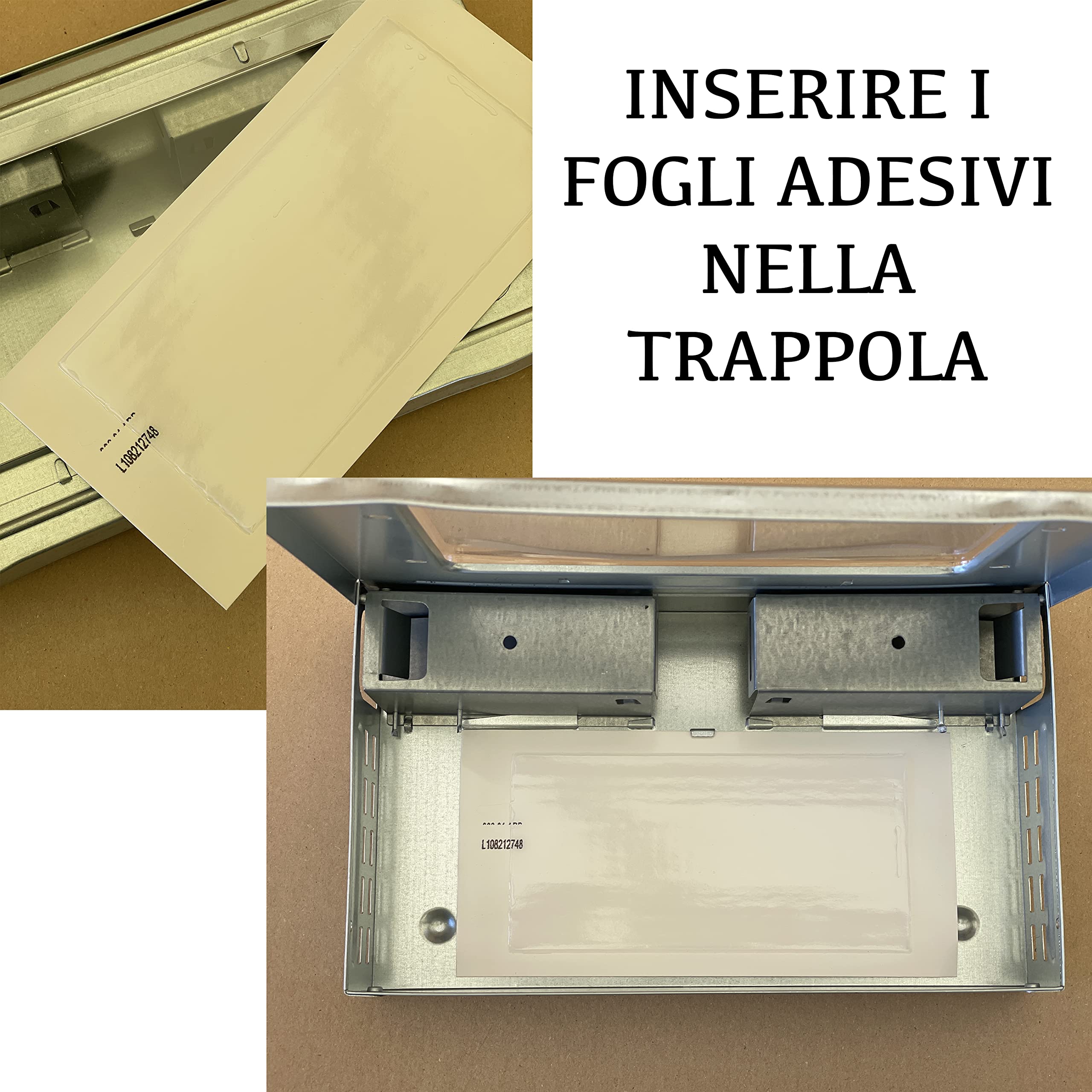Trappola Adesiva per Topi, 10 Fogli con Colla per Topi in Regalo, Scatola in Acciaio Resistente, Metodo a Cattura, Uso Domestico e Professionale, Trappole a Norma HACCP (1)