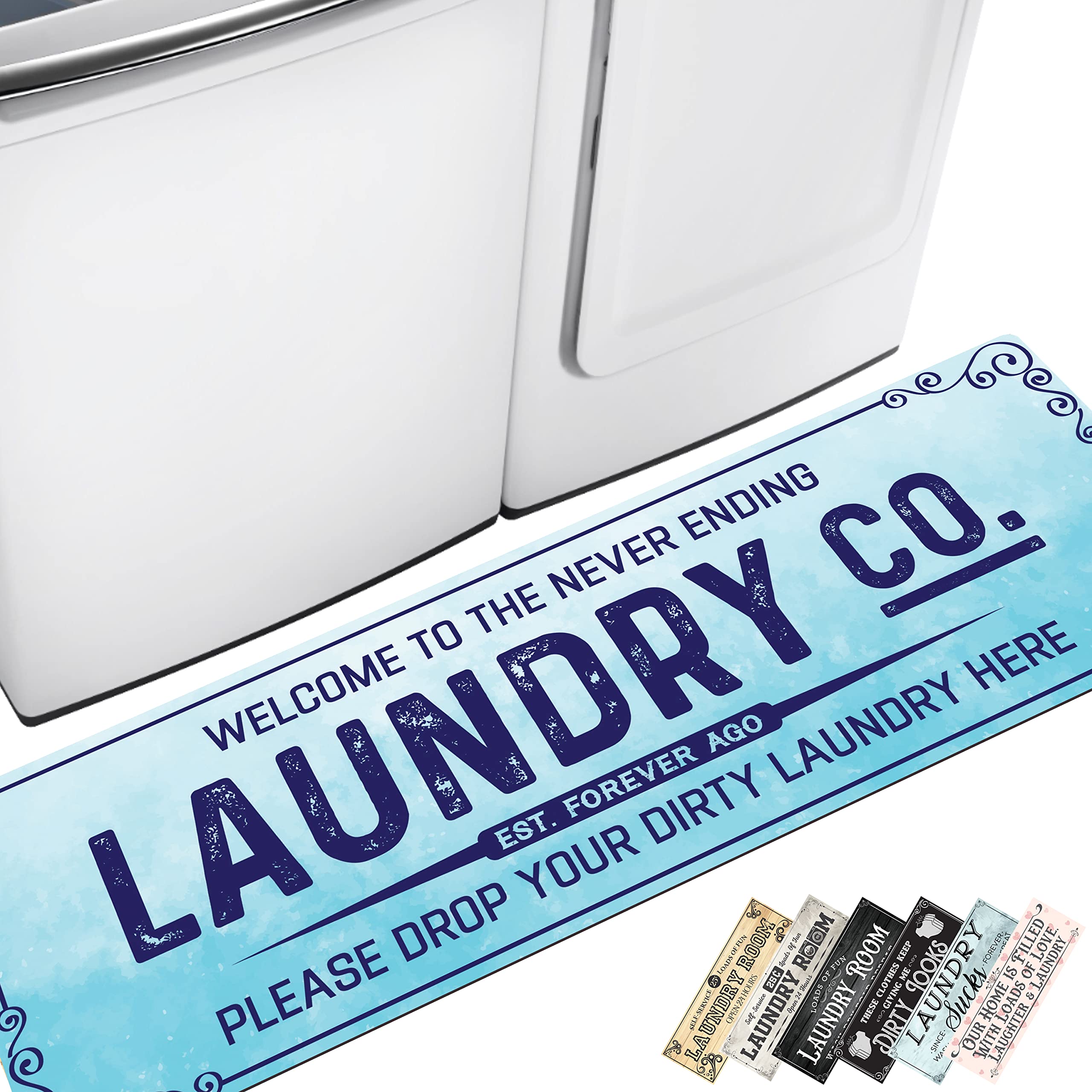 Tapeera Laundry Room Rug Runner 20" x 59" NonSlip Rubber Backing