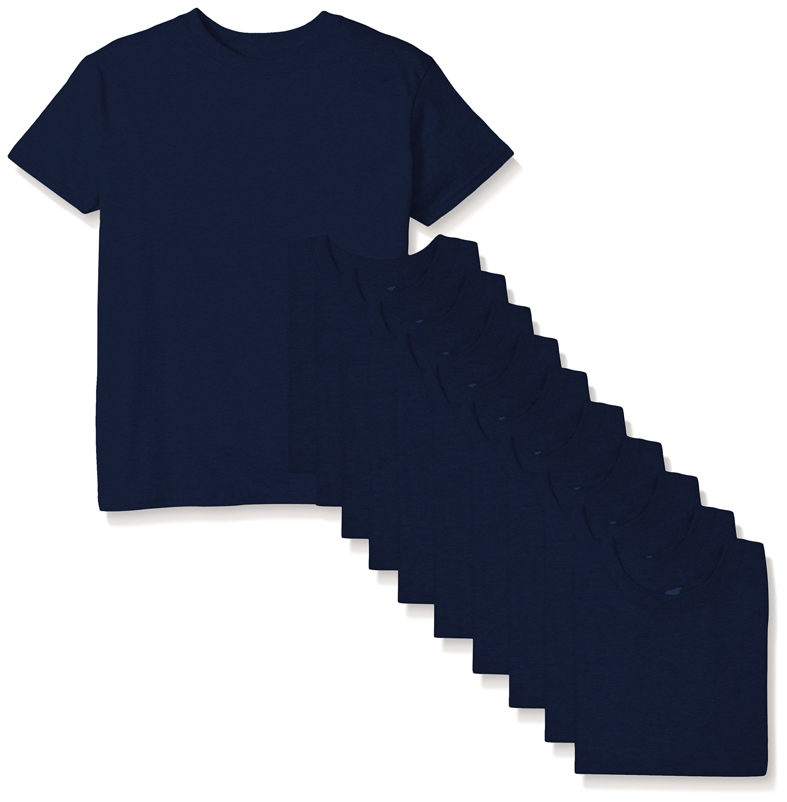 Hanes Big Boys' Comfortsoft T-Shirt (Pack of 12), Navy, X-Large
