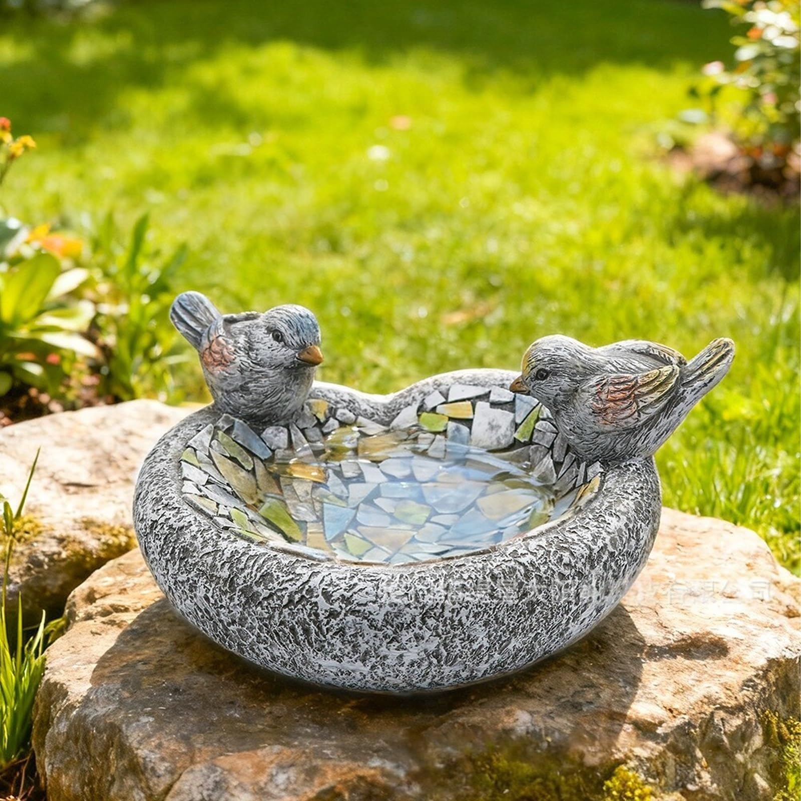 Baño para Pájaros, Bebedero Pajaros Exterior, Material de Resina, Resistente a la Intemperie, Fácil de Limpiar, para Jardín, Patio, Exterior
