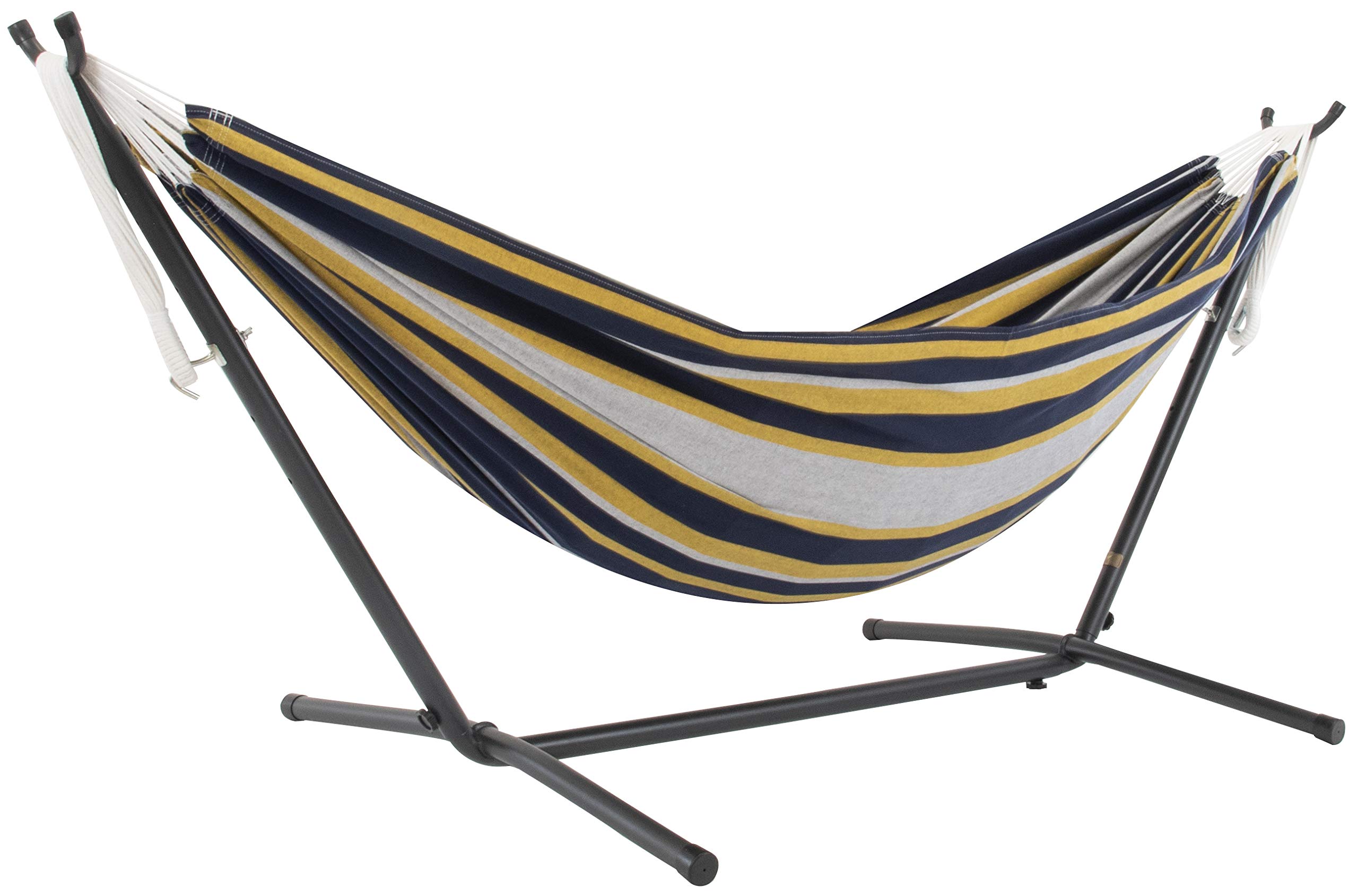 Vivere UHSDO8-38 Double Cotton Hammock with Space-Saving Steel Stand Including Carrying Bag, Serenity