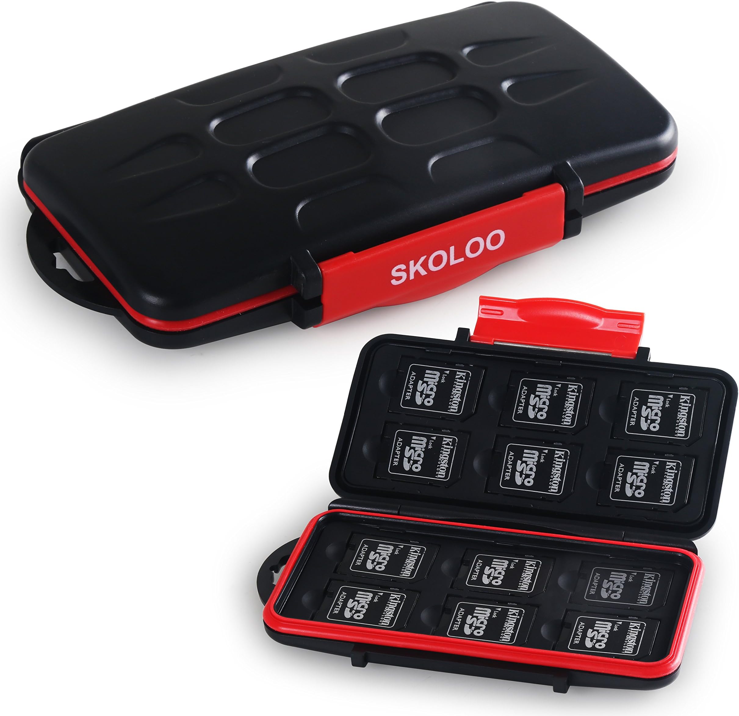 SKOLOO Memory Card Holder, Waterproof SD Card Case, 12 SD Card Cases Storage Slots for SDHC SDXC TF Card, 12 Micro SD Card Holder Slots,1 Set