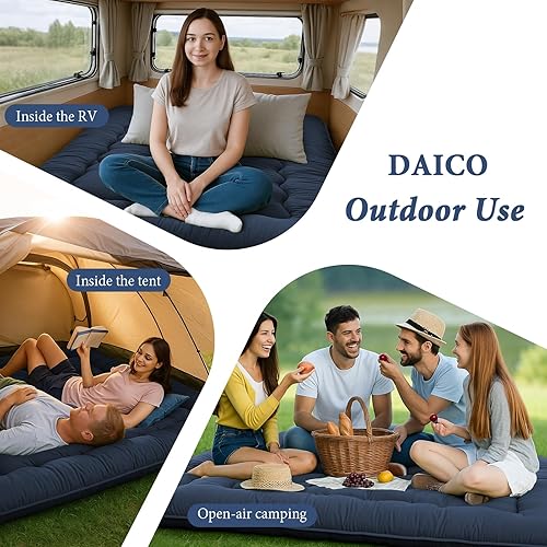 Miniatura 6 de DAICO Colchón japonés de suelo tipo futón, tamaño individual, 39 x 80 pulgadas, 4 pulgadas, tapete de tatami grueso, tapete plegable enrollable para