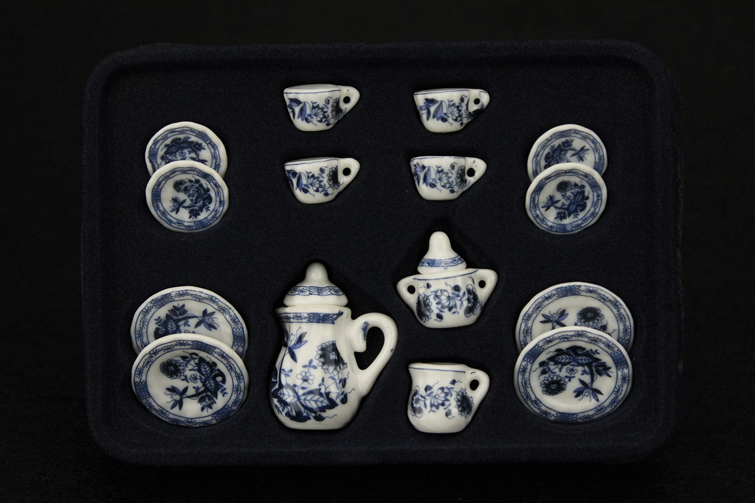Dollhouse Decoration Accessories, 1:12 Dollhouse Miniature Scene Model 15 PCS Porcelain Teacup and Saucer Set Pretend Play Toy (B, 15 Pcs)