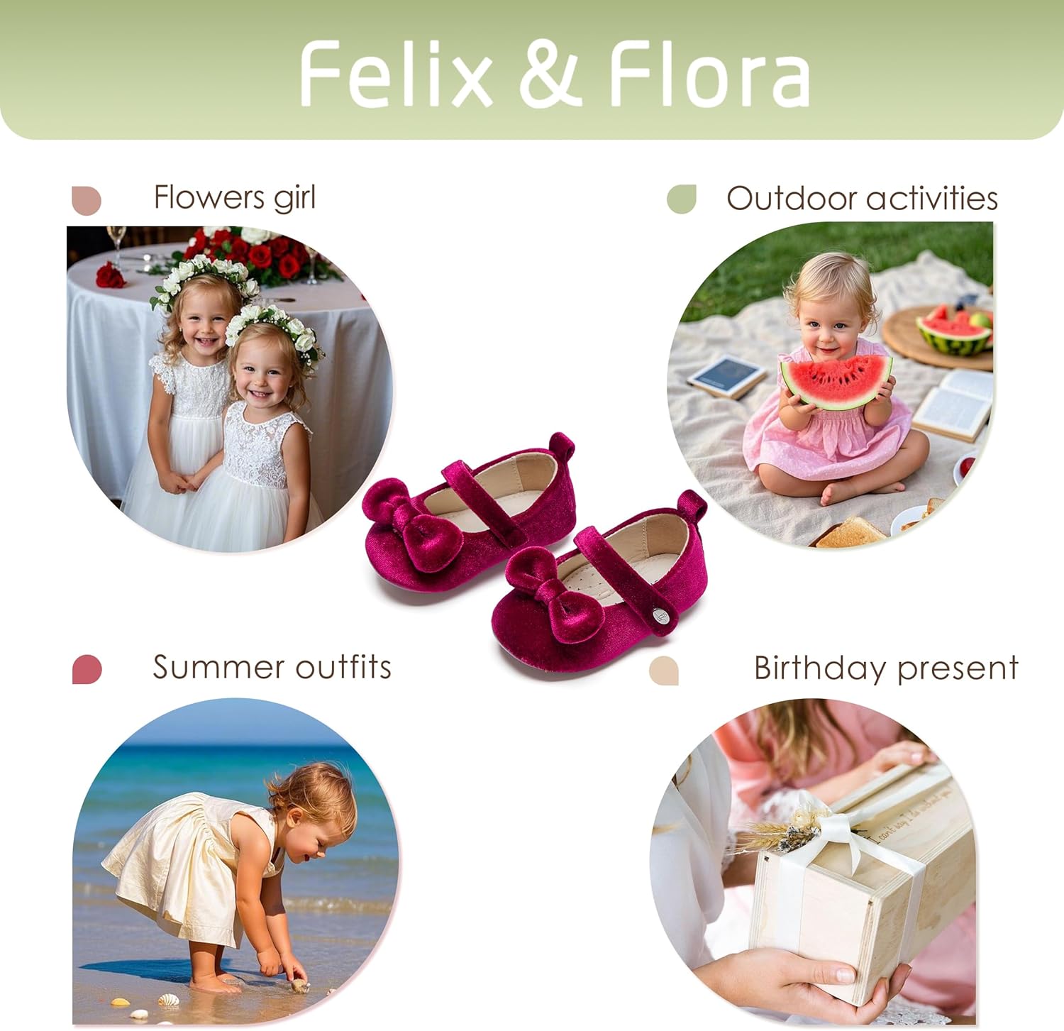 Felix & Flora Soft Sole Baby Shoes - Infant Baby Girls Ballet Flats Moccasinss Rubber Sole Walking Crib Shoes - Image 7