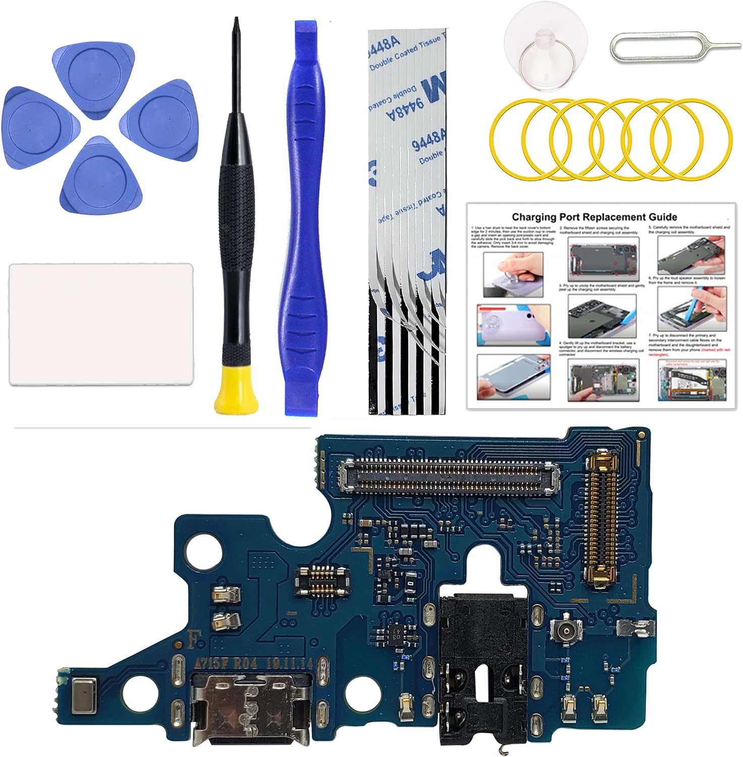 for Galaxy A71 4G USB Charging Board Port Replacement, SM-A715F Type C Dock Board Connector for Samsung A71 4G with Tools & Instruction