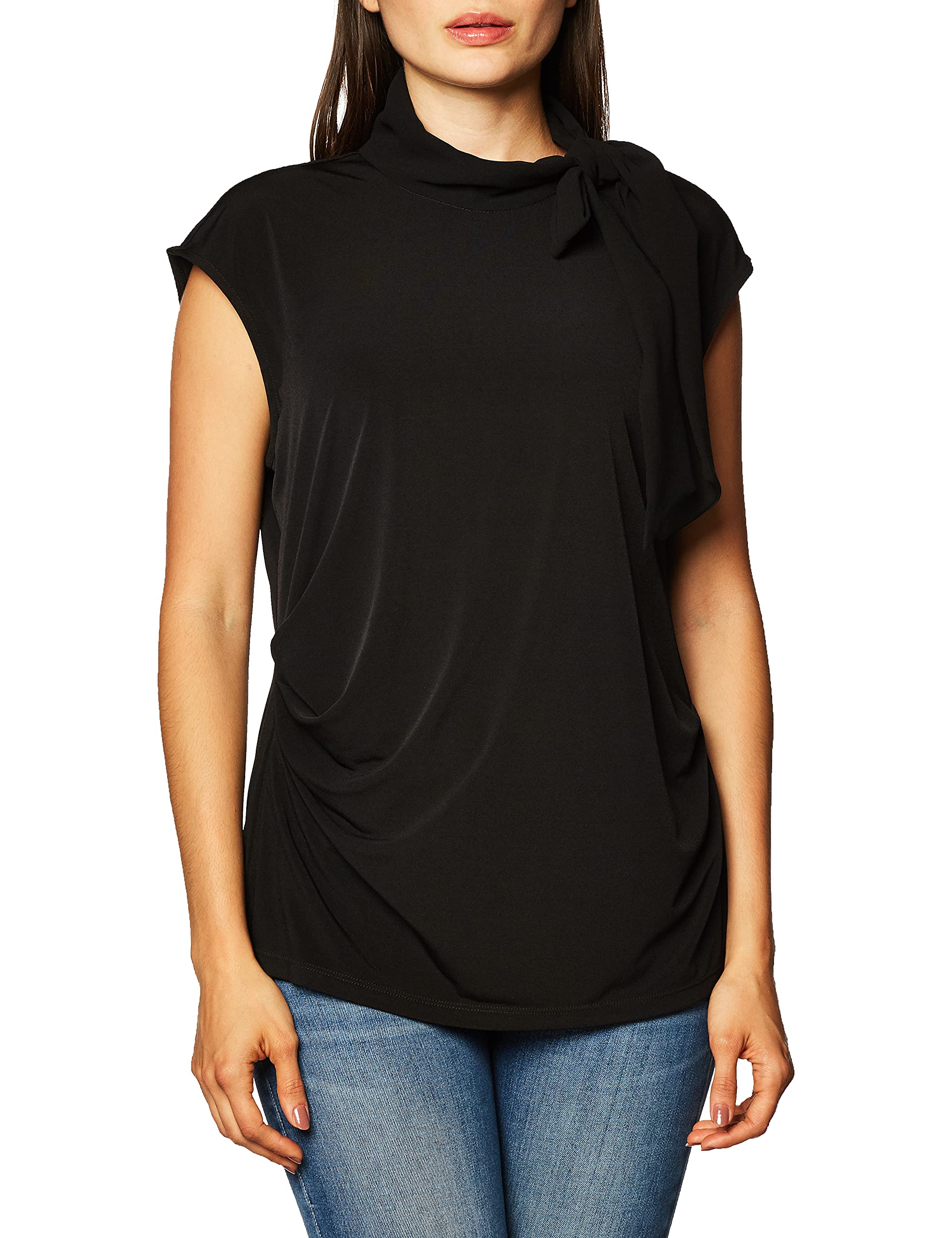 Calvin Klein Sleeveless Top with Chiffon Tie Black
