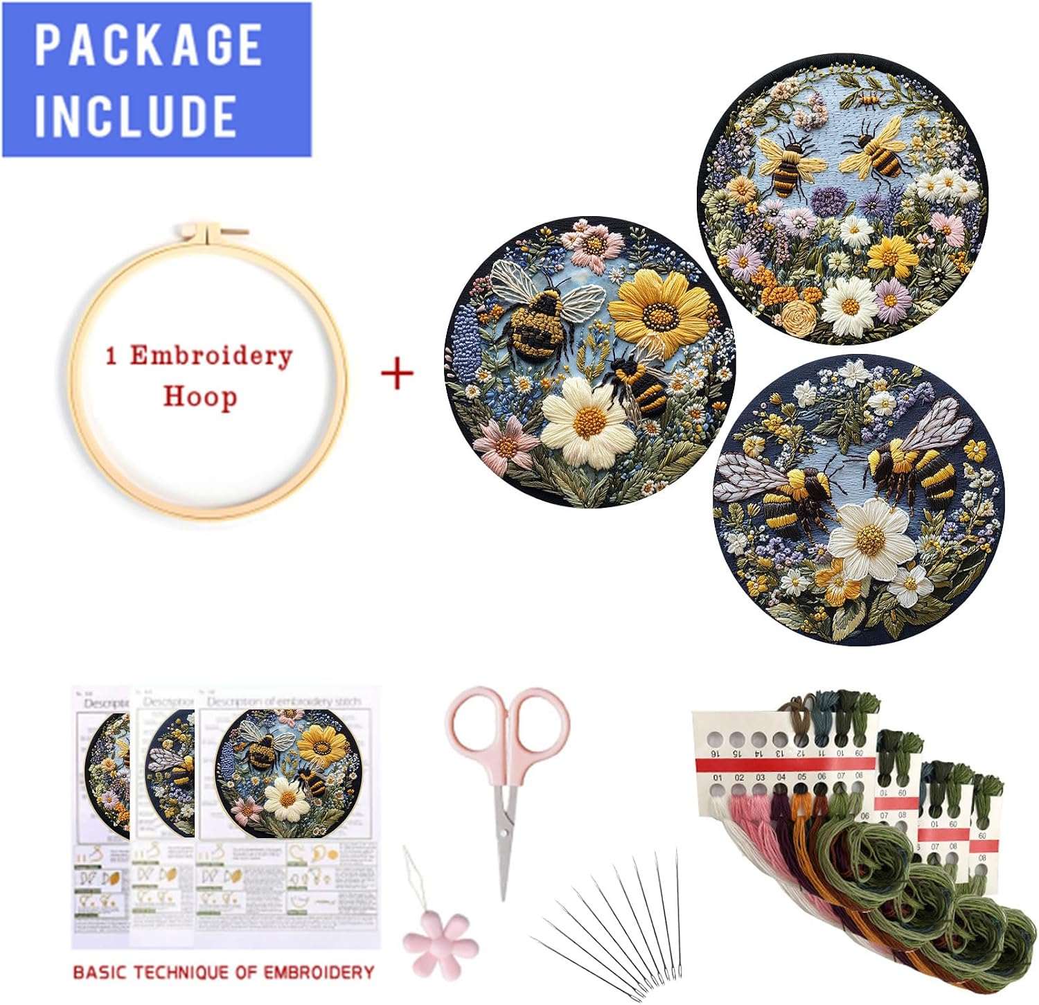 LB Yellow Floral Embroidery Kit for Beginners Adults image 2
