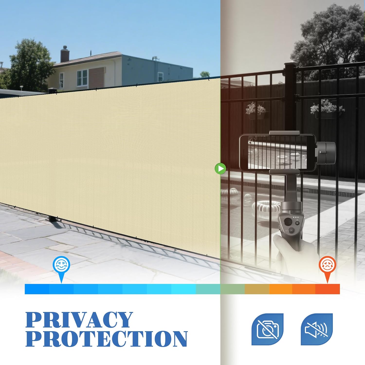 ECOOPTS 8'x50' Sun Shade Roll, Sun Shade UV Blockage Cover for Outdoor Backyard Patio Pergola Greenhouse Plants (Beige)